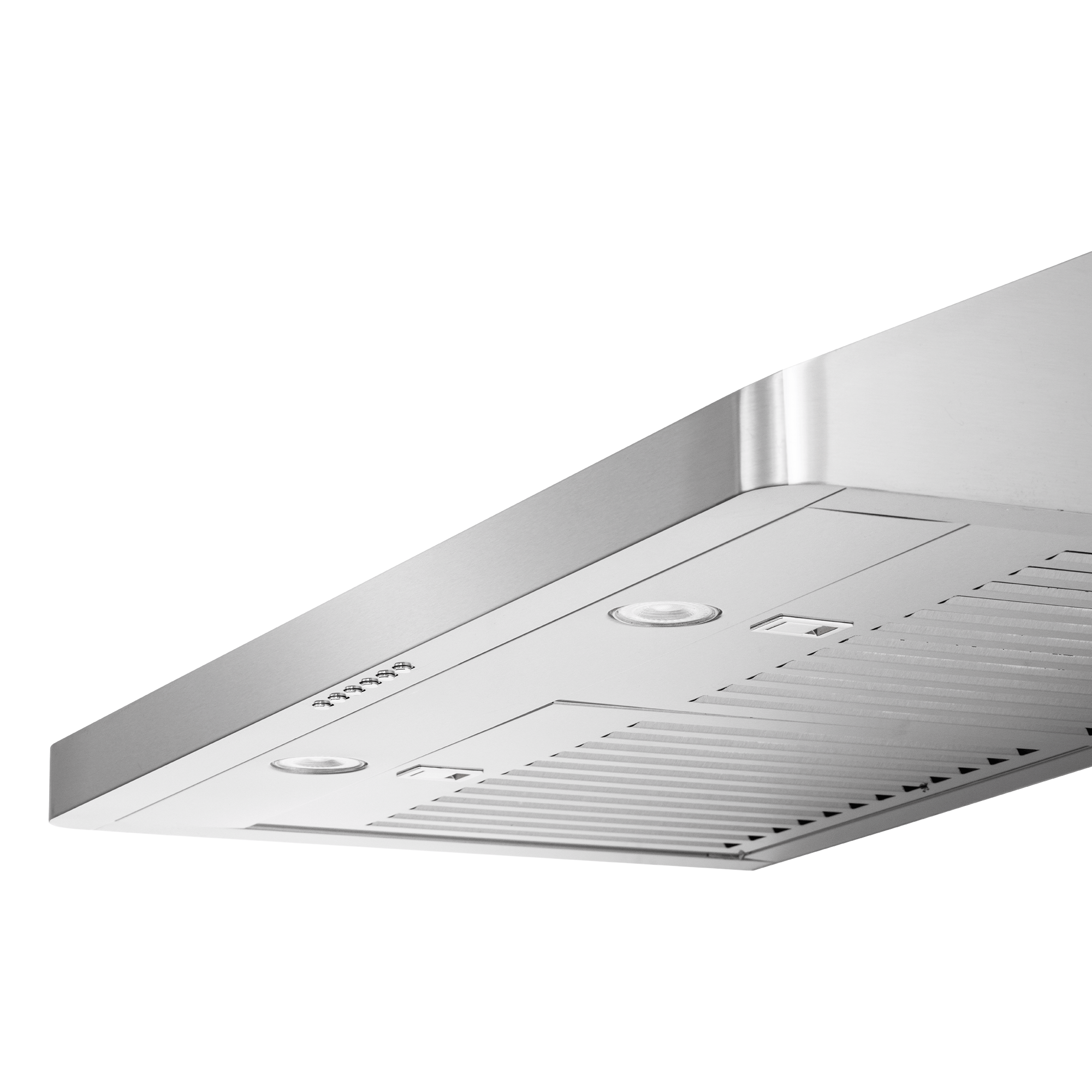 Proline PLJW 185 Slim Range Hood, 600 CFM, stainless steel, ductless option, lights—ProlineRangeHoods.com.