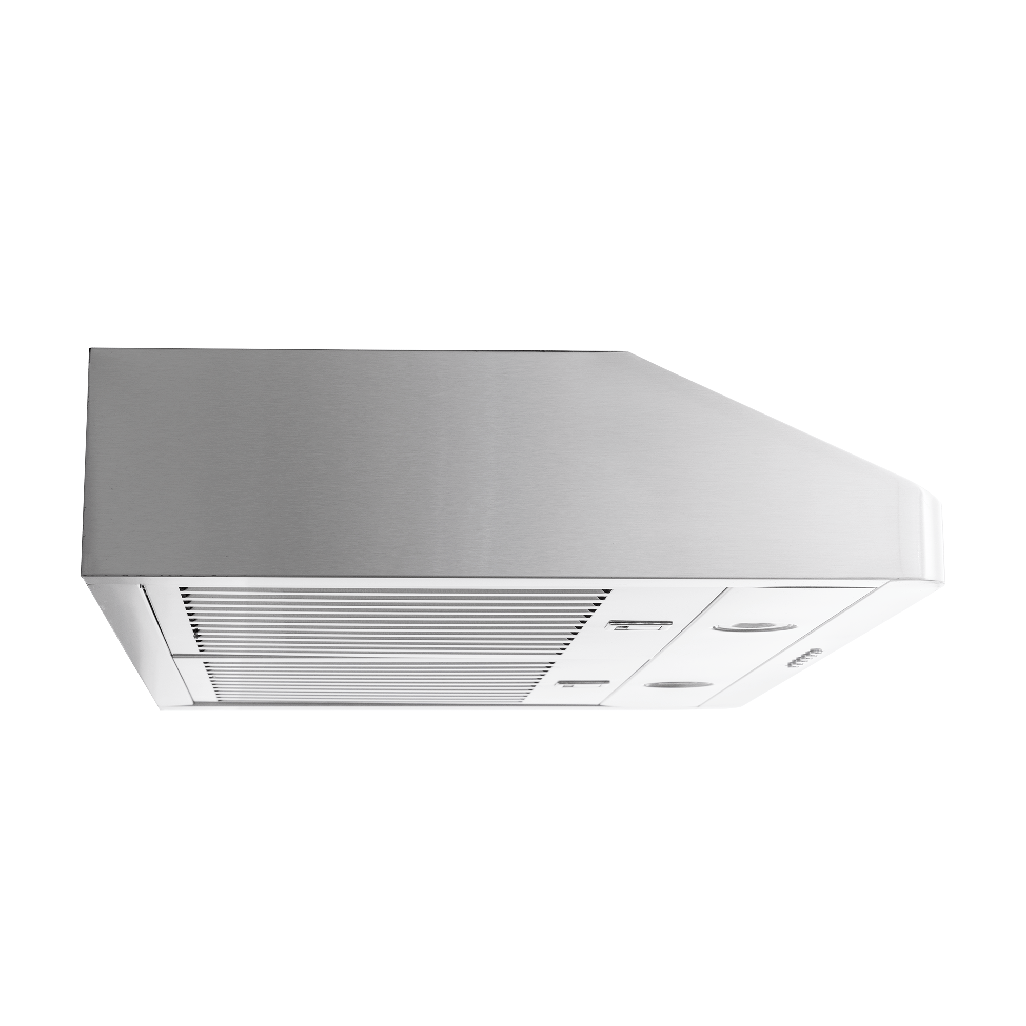 Proline PLJW 185 Slim Under-Cabinet Range Hood in stainless steel, shown from below. ProlineRangeHoods.com.