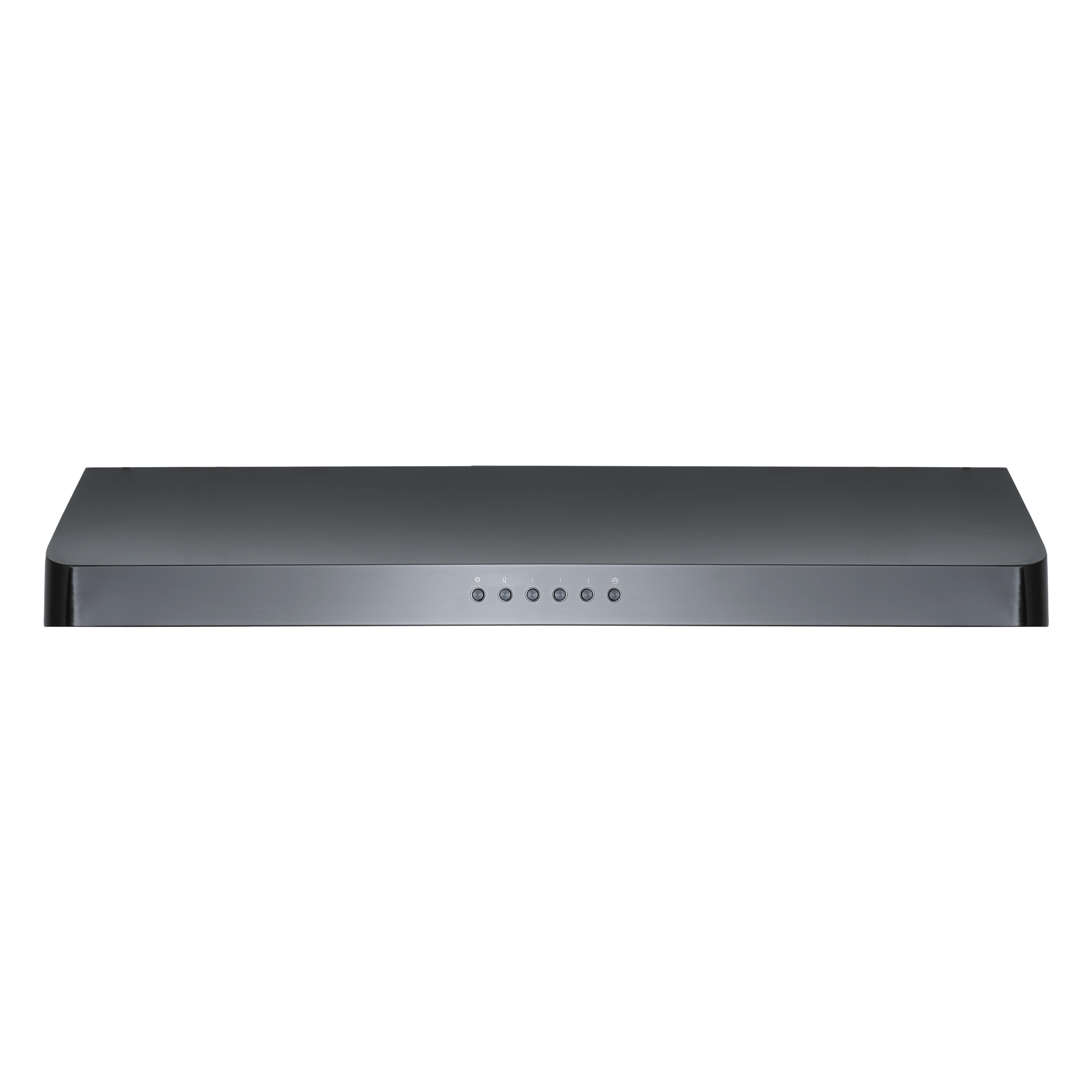 Proline PLJW 185 under-cabinet stainless steel range hood, five buttons, white background. ProlineRangeHoods.com.