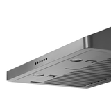 Proline PLJW 185 slim under-cabinet range hood, 600 CFM, ductless option, stainless steel. ProlineRangeHoods.com.