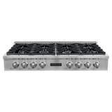 The Proline PLST 48" Gas Rangetop features 8 burners, front knobs, stainless finish. ProlineRangeHoods.com.