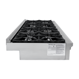 The Proline PLST 48 in. Gas Rangetop has six burners, black grates, side view on white. ProlineRangeHoods.com.