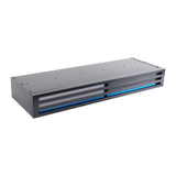 PLJW 185 black stainless steel recirculating kit, blue light, on white at ProlineRangeHoods.com. Modern & efficient.