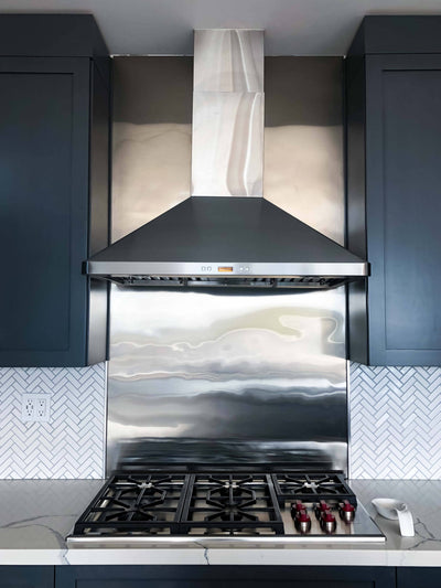 Customer kitchen with the Proline PLFW 129 J - Wall-Mounted Vent Hood, 900 CFM | Stainless Steel