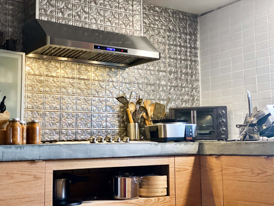 Customer kitchen with the PLJW 120 - Under Cabinet Range Hood, 900/1800 CFM | Stainless Steel, Convertible to Ductless