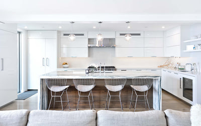 Customer kitchen with the Proline PLFW 750 - Ducted Wall-Mounted Range Hood, 900/1100 CFM | Stainless Steel Finish