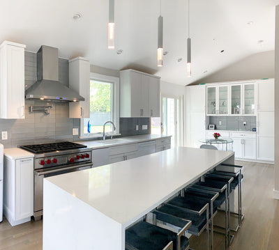 Customer kitchen with the Proline PLFW 129 J - Wall-Mounted Vent Hood, 900 CFM | Stainless Steel