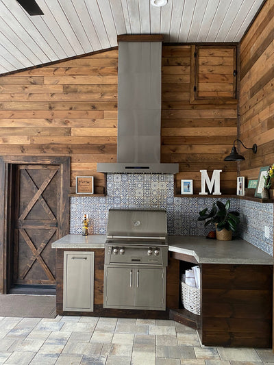 Customer kitchen with the Proline PLFW 755 - Ducted Wall-Mounted Range Hood, 1100 CFM | Stainless Steel, Outdoor Rated Finish Option