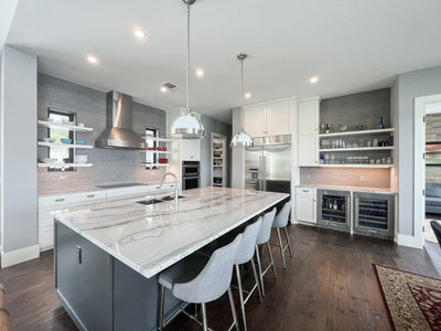 Customer kitchen with the Proline PLJW 104 - Wall-Mounted Range Hood, 1200 CFM | Stainless Steel, Outdoor Rated Finish Option