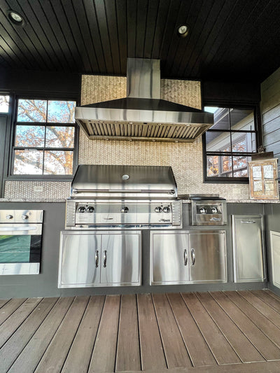 Customer kitchen with the Proline PLJW 104 - Wall-Mounted Range Hood, 1200 CFM | Stainless Steel, Outdoor Rated Finish Option