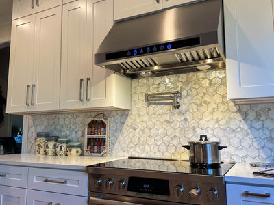 Customer kitchen with the Proline PLJW 102 - Under Cabinet Range Hood, 1000 CFM | Convertible to Ductless, Premium Stainless Steel