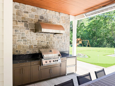 Customer kitchen with the Under-Cabinet Range hood, Ducted, 2000 CFM, Thick 304 Stainless Steel | PLGW BBQ Pro UC