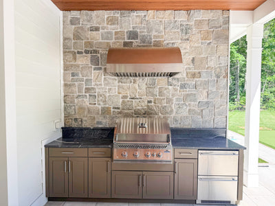 Customer kitchen with the Under-Cabinet Range hood, Ducted, 2000 CFM, Thick 304 Stainless Steel | PLGW BBQ Pro UC