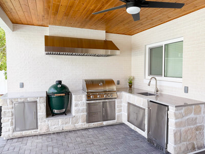 Customer kitchen with the Outdoor Vent Hood Exclusively for BBQ or Grilling, 2000 CFM, Thick 304 Stainless Steel | PLGW BBQ Ultra UC