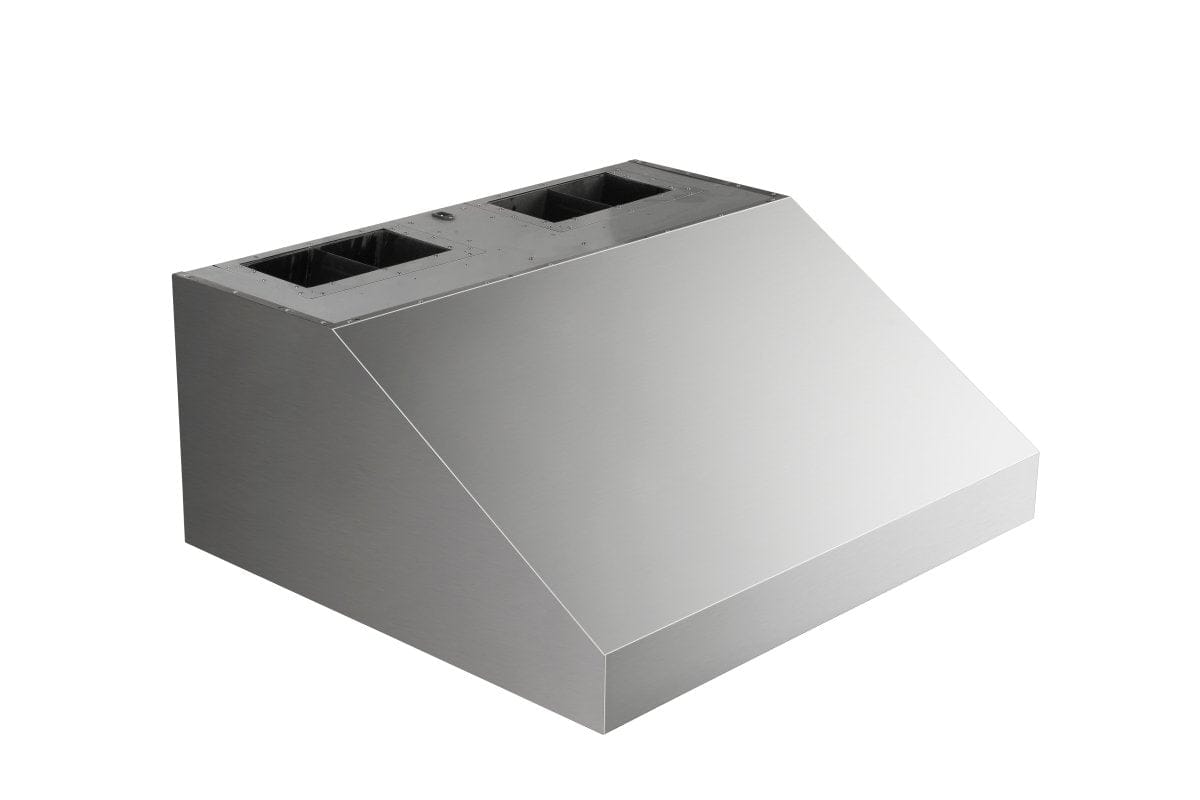 The outdoor vent hood for BBQs is made from thick 304 stainless steel by ProlineRangeHoods.com on a white background.