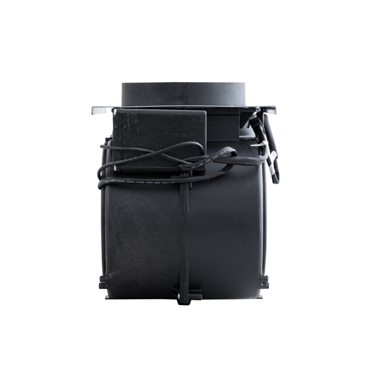 ProlineRangeHoods.com: The Blower Pack 1200 CFM features a sleek black dual motor and neatly wrapped cables.