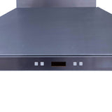 A stylish Proline PLFW 520 Wall Mounted Range Hood from ProlineRangeHoods.com in black, ideal for modern kitchen ventilation. PLFW 520.30 PLFW 520.36