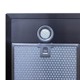 ProlineRangeHoods.com: Close-up of the Proline PLFW 520 wall-mounted range hood, with LED light, grilles, 600/1200 CFM. PLFW 520.24BL PLFW 520.30BL PLFW 520.36BL