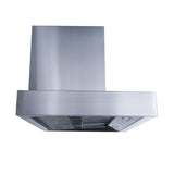 Stainless steel PLSW 755FSCU wall-mounted range hood by ProlineRangeHoods.com, featuring modern design and 550 CFM.