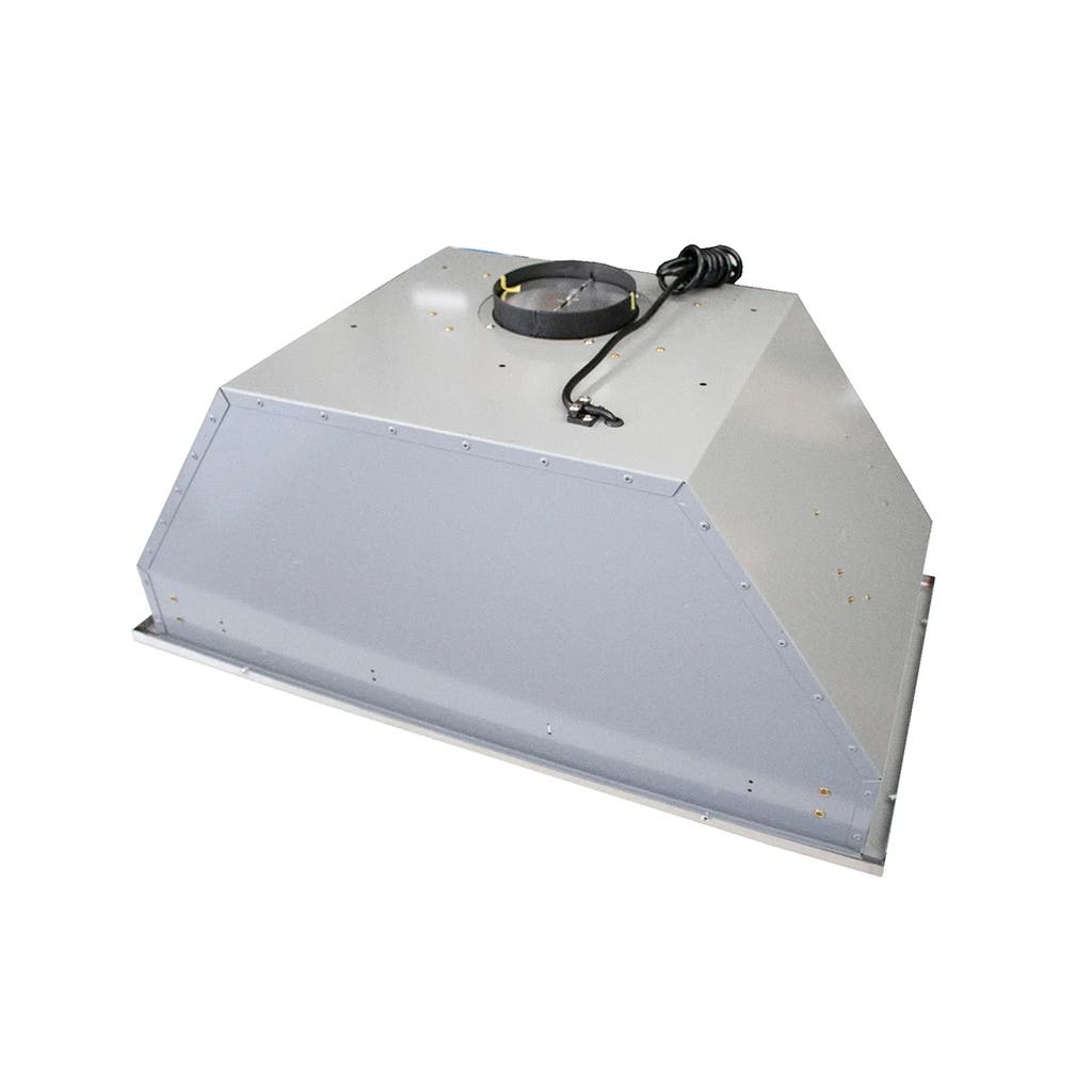 The Proline PLJL INS Insert Range Hood at ProlineRangeHoods.com features a gray design, quiet operation, and 600/1200 CFM options.