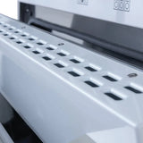 Check out ProlineRangeHoods.com: A close-up of a white Dual Fuel Kitchen Range highlights its vents, screws, and versatility.