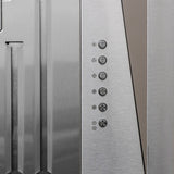 ProlineRangeHoods.com: Close-up of the PLGL Classic stainless steel insert with 6 round buttons, up to 1200 CFM.
