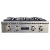 ProlineRangeHoods.com PLST gas range: 30", 36", or 48" size, 4 burners, Proline brand, 15,000 BTUs, stainless steel.