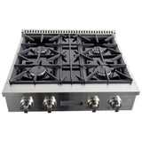 The Proline PLST Gas Range by ProlineRangeHoods.com offers 15,000 BTUs and four burners in a compact stainless design.