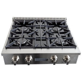 The Proline PLST Gas Range by ProlineRangeHoods.com offers 15,000 BTUs and four burners in a compact stainless design.