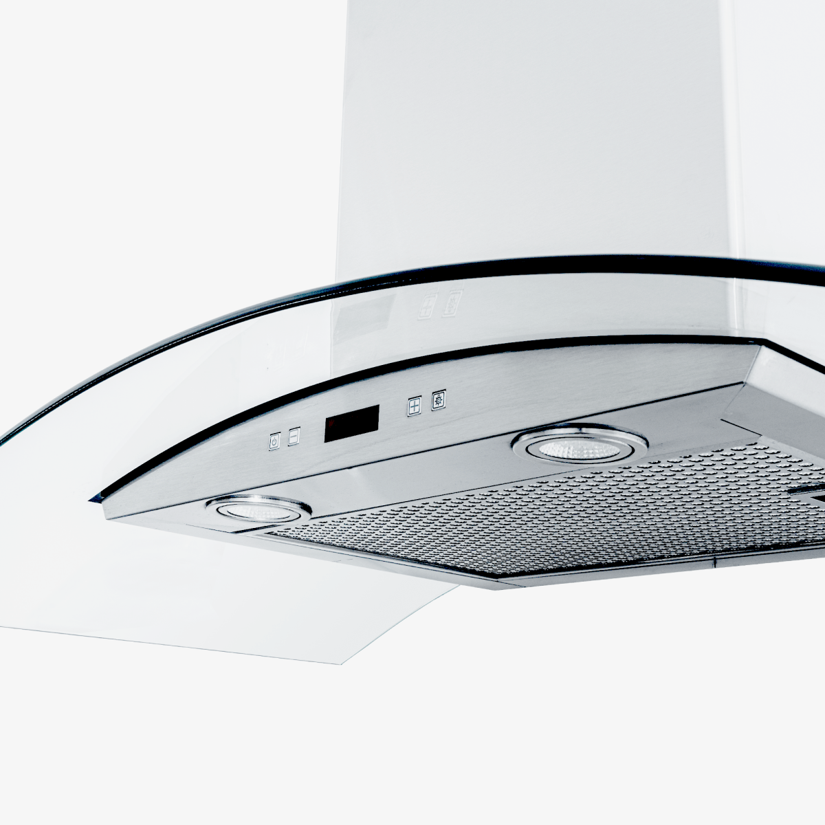 ProlineRangeHoods.com: PLFW 544 Wall Range Hood, stainless, 600 CFM, ductless option, control buttons & lights.