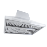 PLJI 109 ducted island range hood (1200 CFM), stainless steel, dual motor, filters; ProlineRangeHoods.com shown below.