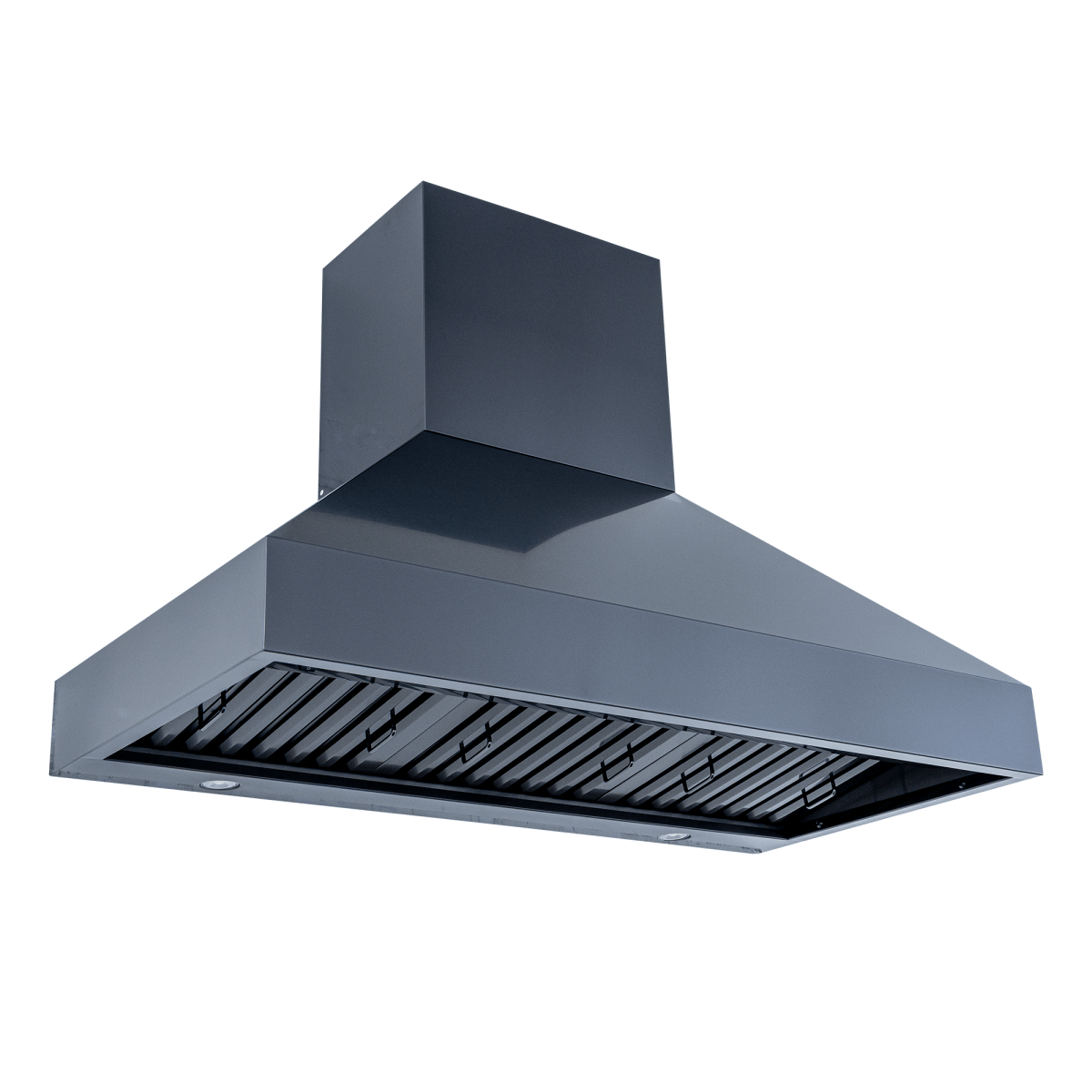 PLJW 104 wall-mount range hood with dual blowers, 1200 CFM, steel finish. ProlineRangeHoods.com.