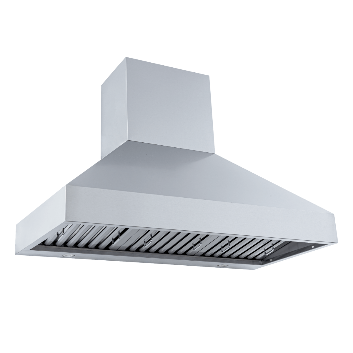 Proline PLJW 104 wall-mount range hood, stainless steel, dual 1200 CFM blowers, baffle filters. ProlineRangeHoods.com.