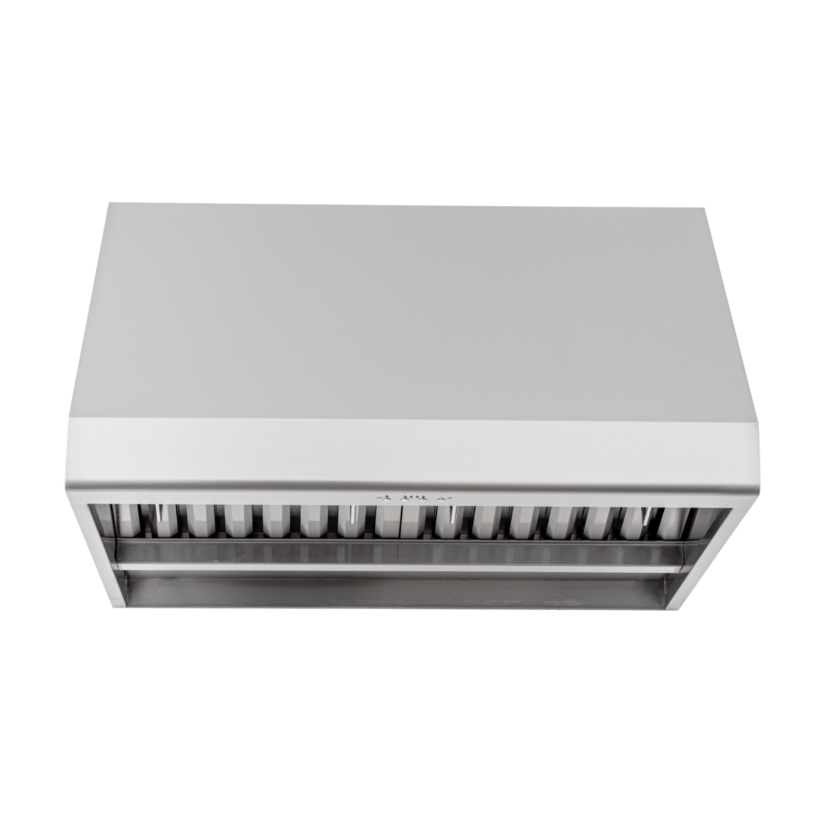 Proline PLJW 108 Range Hood in stainless steel, 1000/2000 CFM, vent slats; front view. ProlineRangeHoods.com.