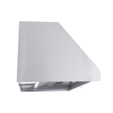 Proline PLJW 108 range hood with stainless steel, 1000/2000 CFM, ductless option—angled top view. ProlineRangeHoods.com.