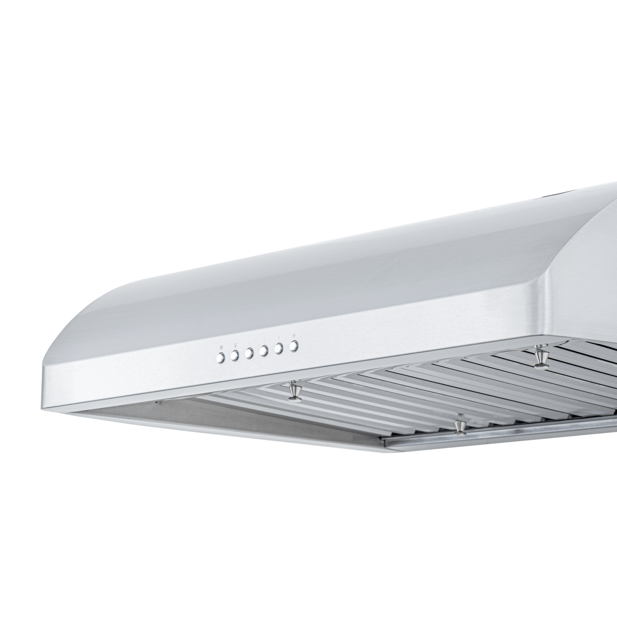 Proline PLJW 125 low-profile under-cabinet range hood, stainless steel, quiet 900 CFM. ProlineRangeHoods.com.