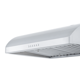 Proline PLJW 125 low-profile under-cabinet range hood, stainless steel, quiet 900 CFM. ProlineRangeHoods.com.