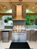 Experience the ultimate outdoor kitchen with ProlineRangeHoods.com, featuring a stainless grill and powerful Proline PLJW 129 Hood.