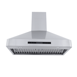 Proline PLJW 130 Range Hood: stainless steel, front controls, LED lights, 900/1200 CFM. ProlineRangeHoods.com.