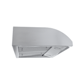 The Proline Range Hoods PLJW 133 under-cabinet hood has vent grates, built-in lights, 900 CFM. ProlineRangeHoods.com.