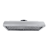 The PLJW 133 stainless steel under-cabinet range hood by ProlineRangeHoods.com ventilates kitchens efficiently at 900 CFM.
