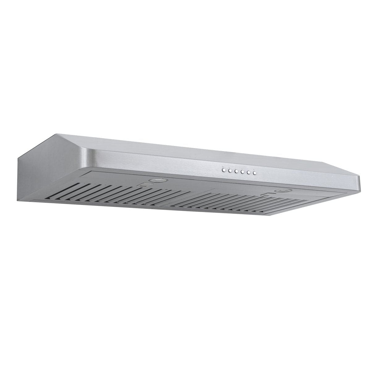 Proline PLJW 185 slim under-cabinet range hood in stainless steel with 600 CFM blower, vent grates. ProlineRangeHoods.com.