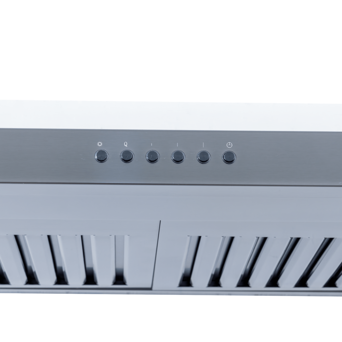 The Proline PLJW 185 Slim Range Hood with buttons, metal filters, 600 CFM, ductless option—ProlineRangeHoods.com.