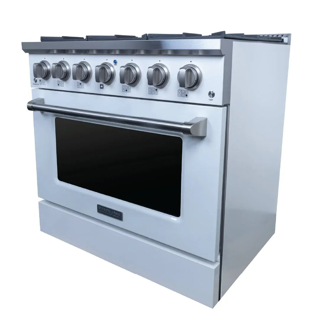 Proline Range Hoods Home & Garden > Kitchen & Dining > Kitchen Appliances > Ranges Proline PLSR 30, 36, and 48" Gas Range - 15,000 BTUs Available in Stainless Steel, Matte Black, Gloss White options