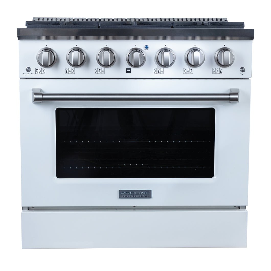 Proline PLSR 30, 36, and 48" Gas Range - 15,000 BTUs Available in Stainless Steel, Matte Black, Gloss White options - Proline Range HoodsHome & Garden > Kitchen & Dining > Kitchen Appliances > RangesPLSR 36GG WHITE