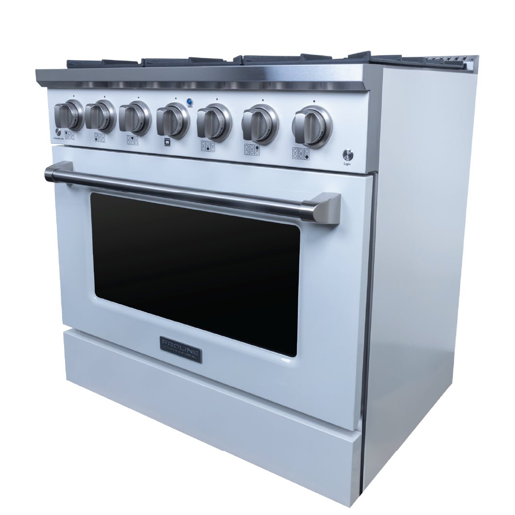 Proline PLSR 30, 36, and 48" Gas Range - 15,000 BTUs Available in Stainless Steel, Matte Black, Gloss White options - Proline Range HoodsHome & Garden > Kitchen & Dining > Kitchen Appliances > RangesPLSR 36GG WHITE