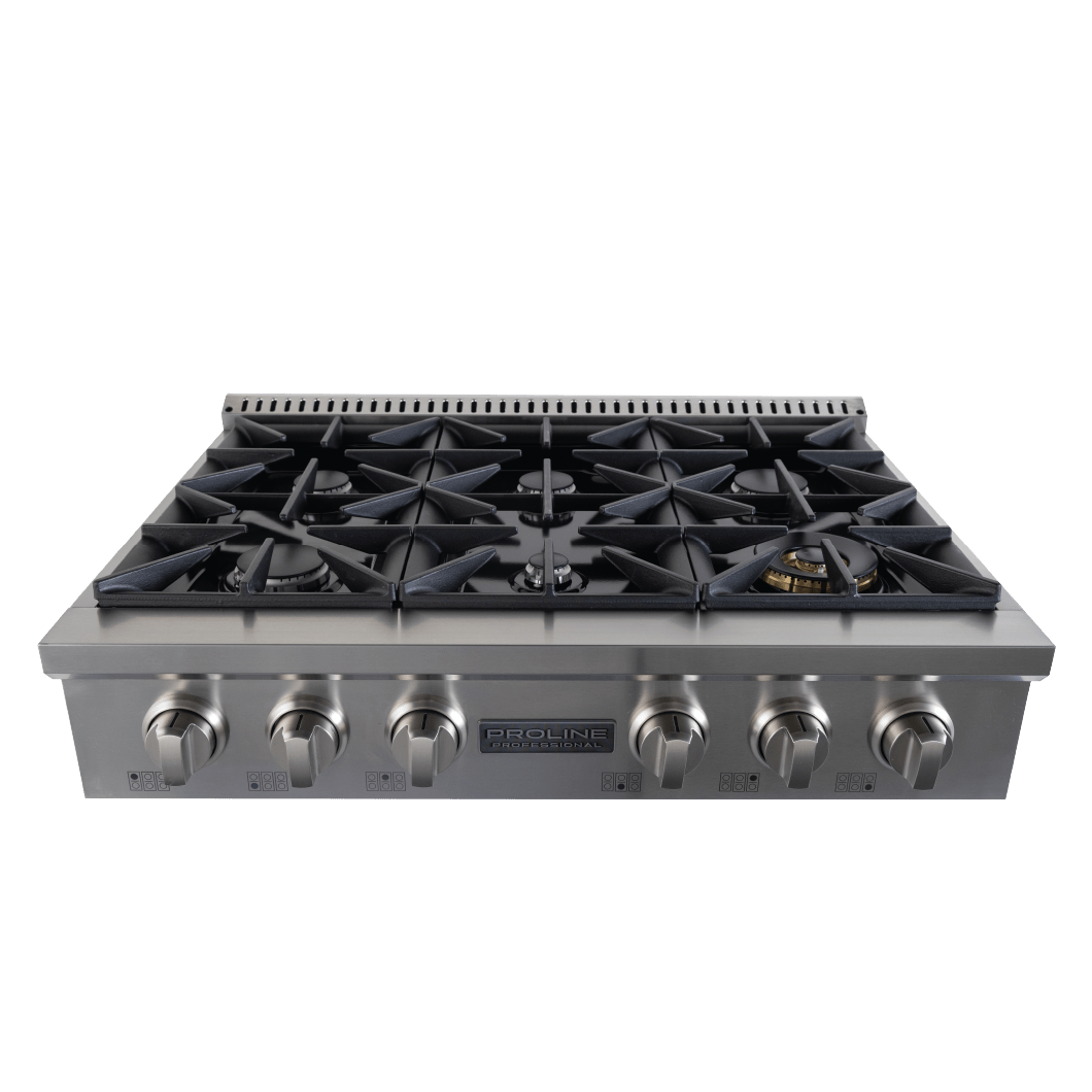 ProlineRangeHoods.com: The Proline PLST Gas Range (30/36/48") has six 15,000 BTU burners in a sleek stainless design.