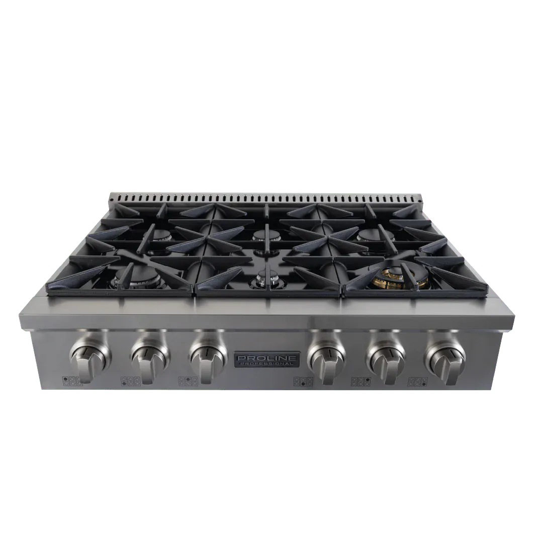 ProlineRangeHoods.com: The Proline PLST Gas Range (30/36/48") has six 15,000 BTU burners in a sleek stainless design.