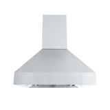ProlineRangeHoods.com ProVI Ducted Island Range Hood, outdoor rated stainless steel, rectangular vent on white background.