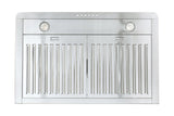 Proline PLJW 185 Slim Under-Cabinet Range Hood, stainless steel, 2 lights, vented panels—ProlineRangeHoods.com.
